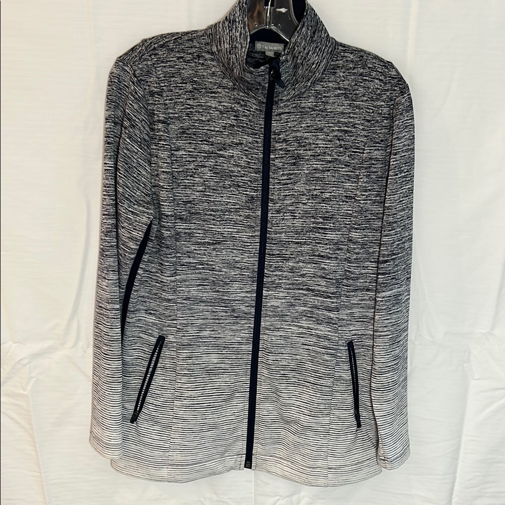 Talbots Gray Utility Jacket with Standing Collar and Full Zip